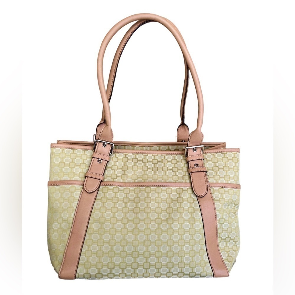 Nine West Light Green Tote with Tan‎ Faux Leather Trim